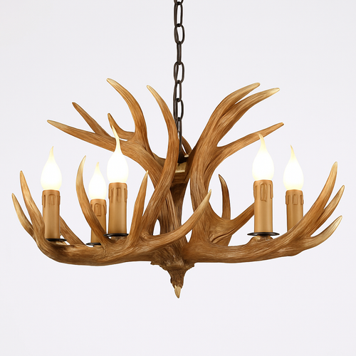 lustre Rétro résine bois salon Restaurant Bar 4/6/9 bras marron blanc E14 corne de cerf lumières décoration de la maison - vue 19 sur 18