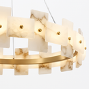 lustre rond en marbre naturel avec anneau en cuivre réglable