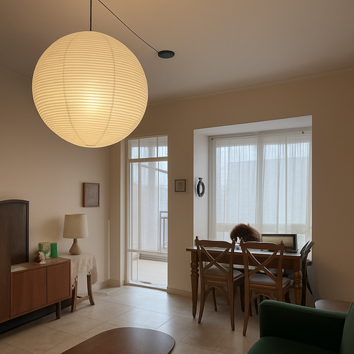 lustre rond en papier de riz pour décoration intérieure - vue 5 sur 14