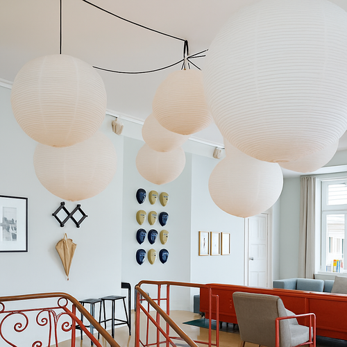 lustre rond en papier de riz pour décoration intérieure - vue 6 sur 14