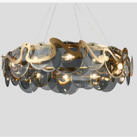 lustre rond en verre et fer pour éclairage intérieur