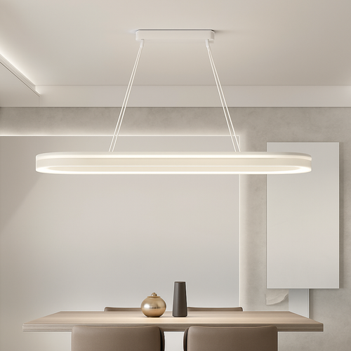 lustre Simple blanc Long moderne LED salon salle à manger chambre Hall décor appareil ménager éclairage intérieur - vue 2 sur 15