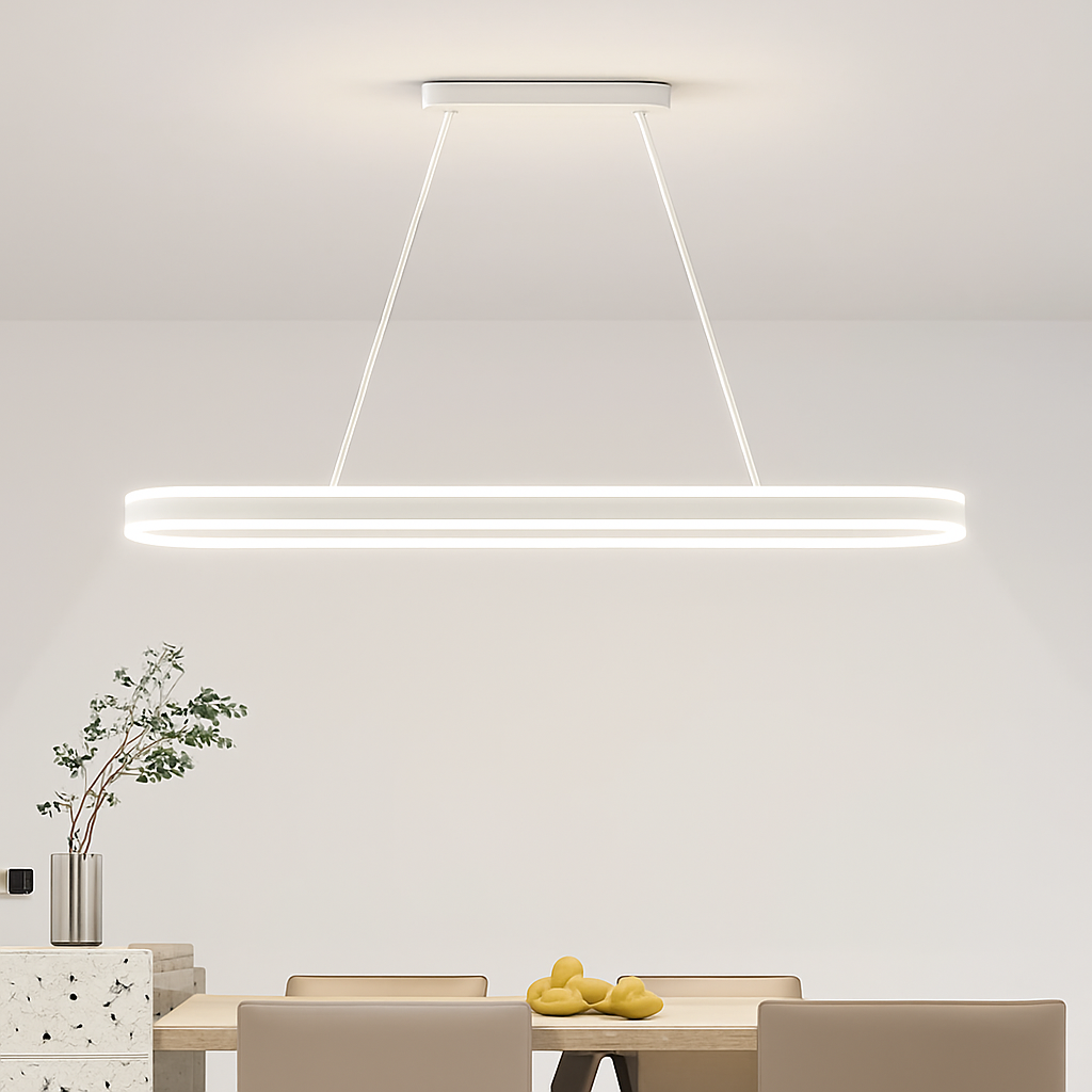 lustre Simple blanc Long moderne LED salon salle à manger chambre Hall décor appareil ménager éclairage intérieur - vue 3 sur 15