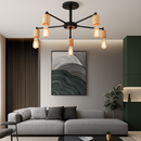 lustre sputnik industriel en bois et fer moderne