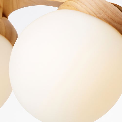 lustre suspendu en bois avec lampe en verre moderne - vue 7 sur 13