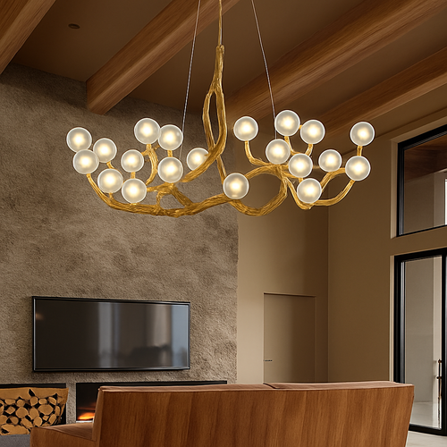 lustre suspendu en résine style moderne lampe rétro branche d'arbre - vue 3 sur 10