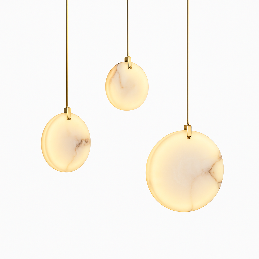lustre suspendu moderne en marbre pour décoration ronde - vue 3 sur 10