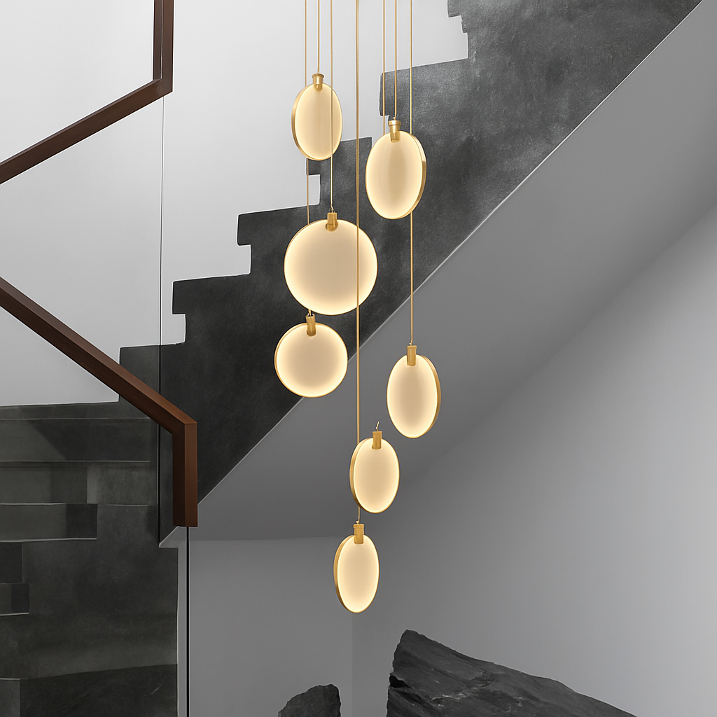 lustre suspendu moderne en marbre pour décoration ronde - vue 4 sur 10