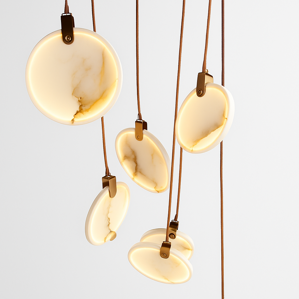 lustre suspendu moderne en marbre pour décoration ronde - vue 5 sur 10