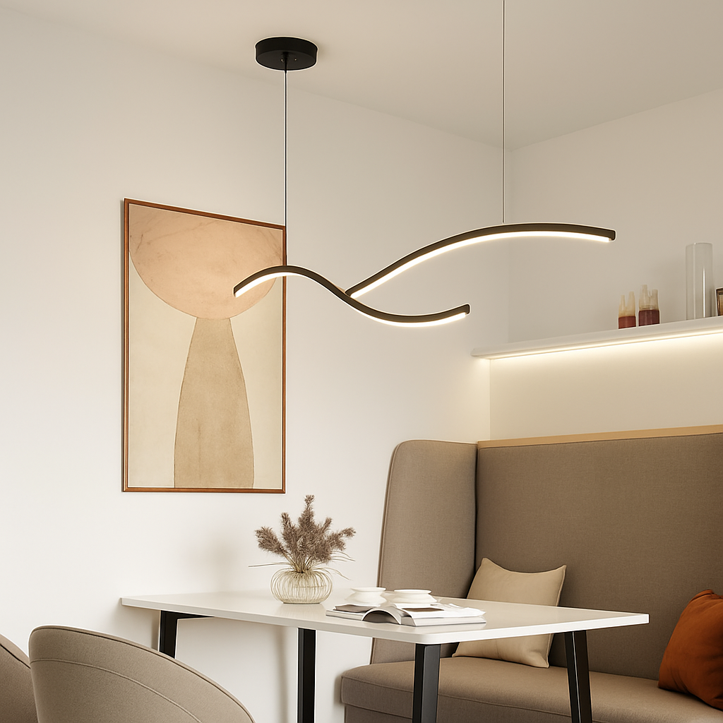 lustre suspendu moderne led avec abat-jour acrylique hyperbolique - vue 3 sur 12