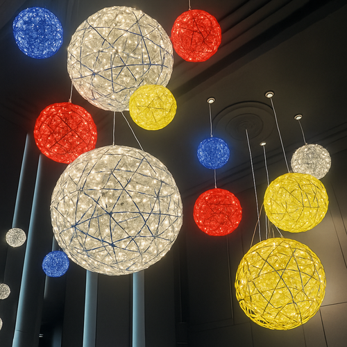 lustre suspension loft en acier inoxydable led spark ball - vue 4 sur 8