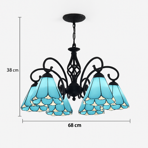 lustre tiffany méditerranéen en verre teinté pour décoration intérieure - vue 19 sur 18