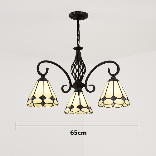 lustre tiffany méditerranéen en verre teinté pour décoration intérieure - vue 11 sur 18