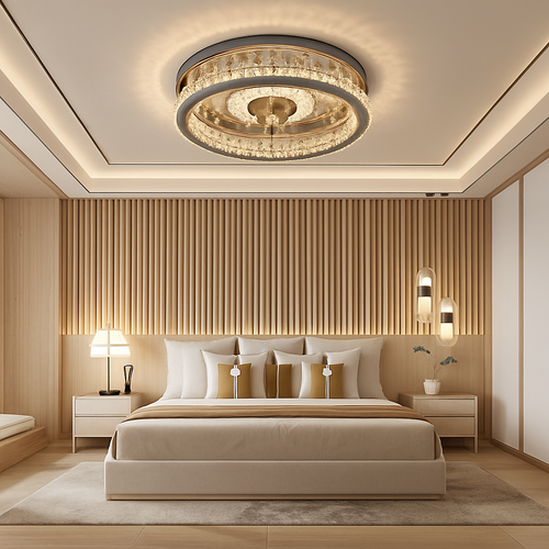 lustre ventilateur de plafond avec lumières et télécommande dimmable - vue 3 sur 7