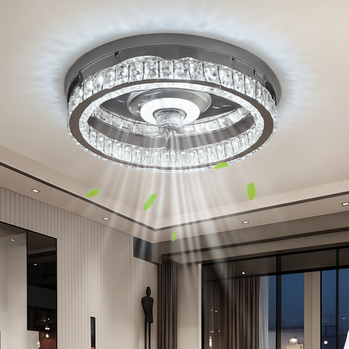lustre ventilateur de plafond avec lumières et télécommande dimmable - vue 5 sur 7