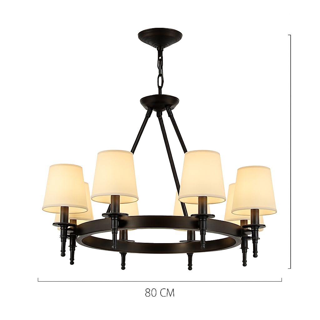 lustre vintage américain en tissu style campagnard pour intérieur - vue 12 sur 13
