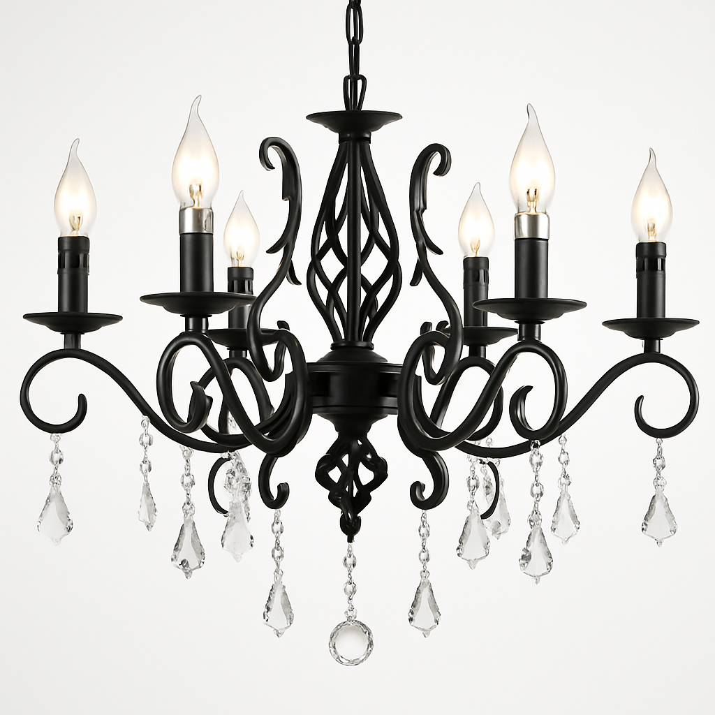 lustre vintage en cristal et fer forgé pour un éclairage élégant - vue 12 sur 15