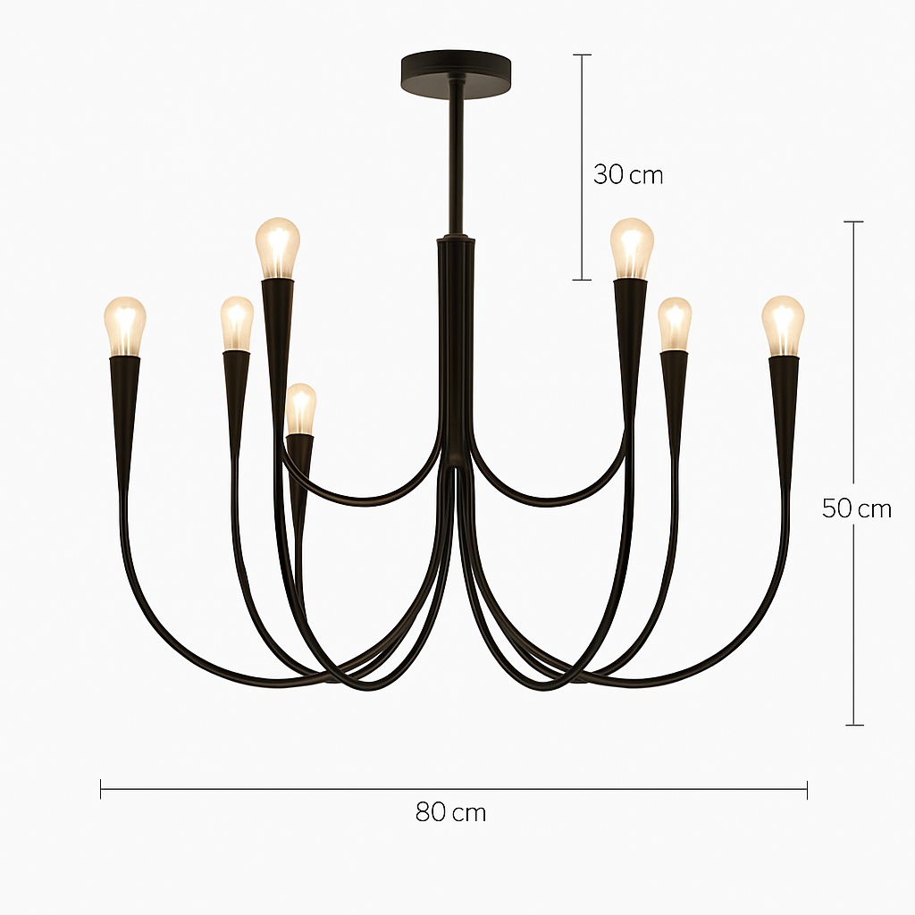lustre vintage français doré noir design pour éclairage intérieur - vue 8 sur 10