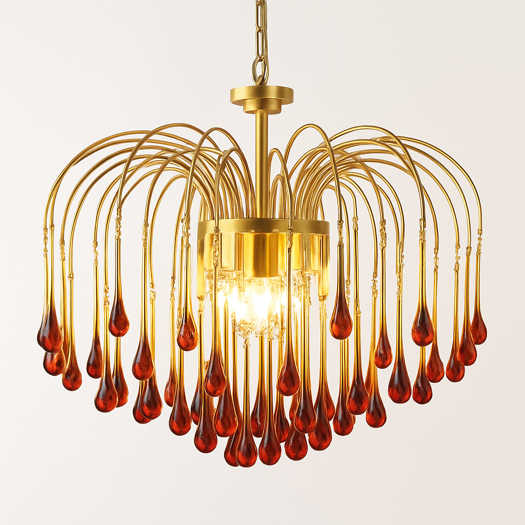 lustre vintage led en verre ambré pour hôtel et villa - vue 3 sur 16