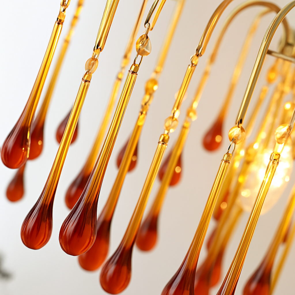 lustre vintage led en verre ambré pour hôtel et villa - vue 6 sur 16