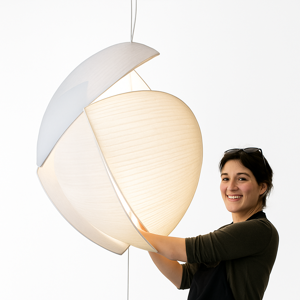 lustre wabi-sabi led en soie japonaise pour décoration maison - vue 6 sur 6