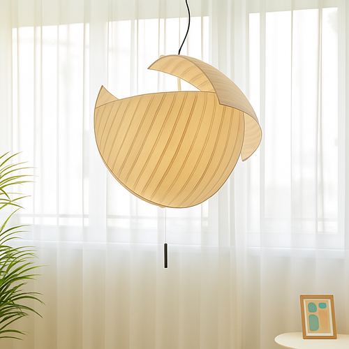 lustre wabi-sabi led en soie japonaise pour décoration maison - vue 2 sur 6