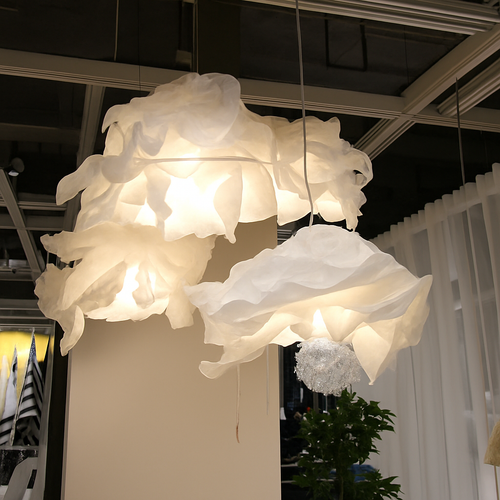 Lustres en papier blanc design fleur - vue 2 sur 7