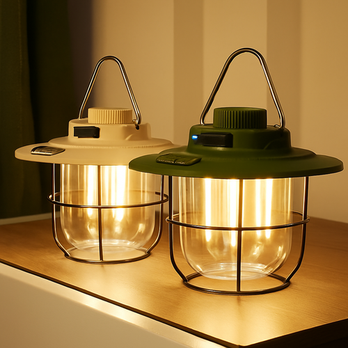 mini lanternes suspendues métal vintage lampe camping rechargeable étanche - vue 2 sur 9
