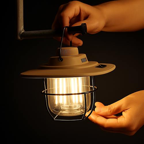 mini lanternes suspendues métal vintage lampe camping rechargeable étanche - vue 3 sur 9