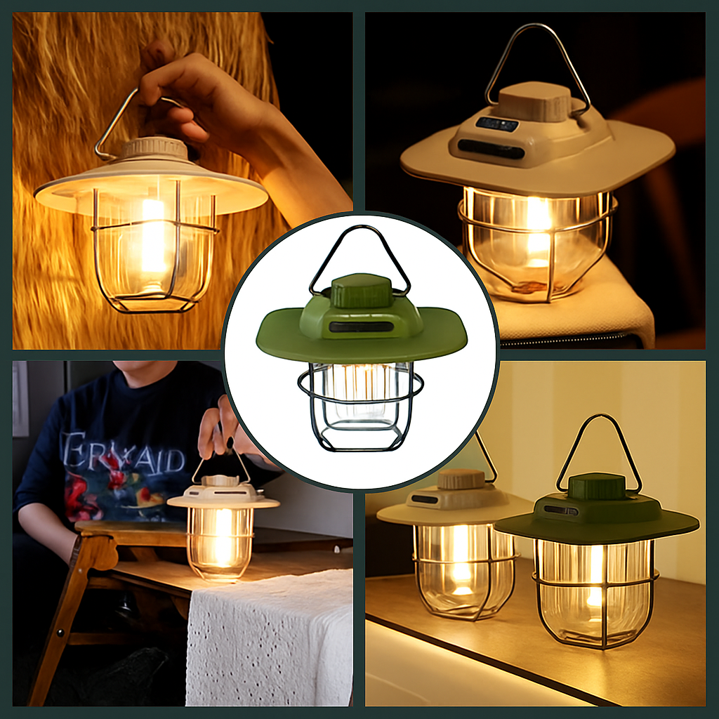 mini lanternes suspendues métal vintage lampe camping rechargeable étanche - vue 5 sur 9