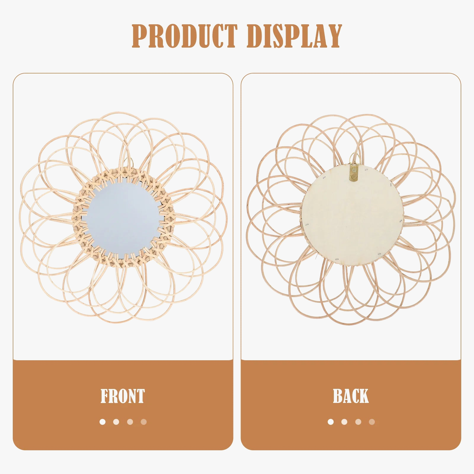 miroir décoratif en osier design tendance tissé en verre