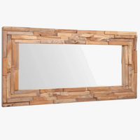 miroir décoratif rectangulaire en teck pour décoration murale
