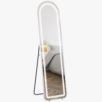 miroir intégral avec éclairage led en aluminium argenté
