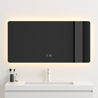 miroir intelligent rectangulaire à écran tactile avec éclairage led
