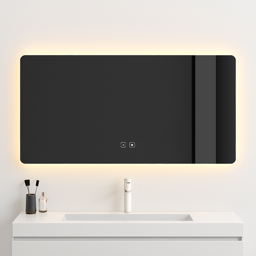 miroir intelligent rectangulaire à écran tactile avec éclairage led