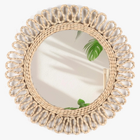 miroir mural circulaire bohème tissé décoratif pour une ambiance chaleureuse