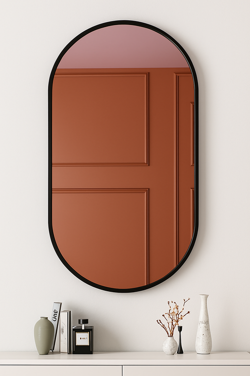 miroir ovale doré mural pour salle de bain et maquillage - vue 6 sur 13