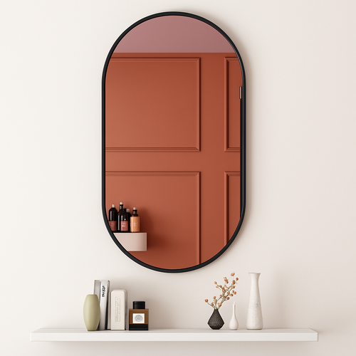 miroir ovale doré mural pour salle de bain et maquillage - vue 11 sur 13