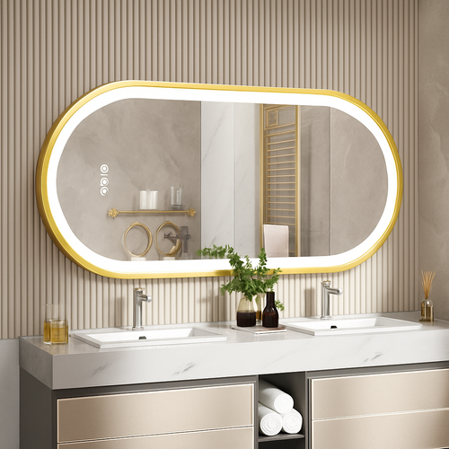 miroir ovale intelligent antibuée avec éclairage led ajustable - vue 2 sur 8
