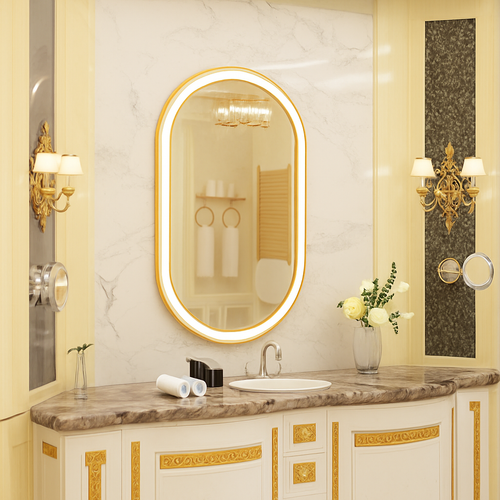 miroir ovale intelligent antibuée avec éclairage led ajustable - vue 3 sur 8