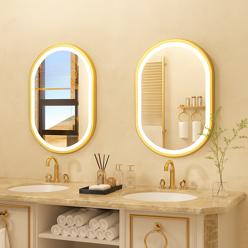 miroir ovale intelligent antibuée avec éclairage led ajustable - vue 4 sur 8