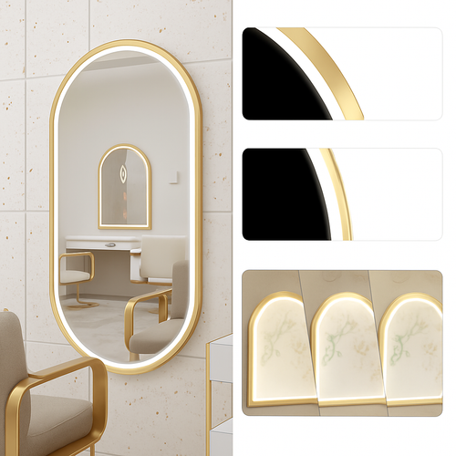 miroir ovale intelligent antibuée avec éclairage led ajustable - vue 5 sur 8