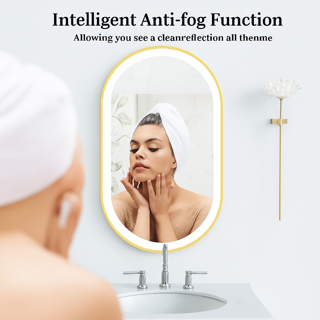 miroir ovale intelligent antibuée avec éclairage led ajustable - vue 5 sur 8