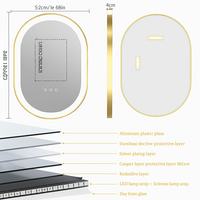 miroir ovale intelligent antibuée avec éclairage led ajustable