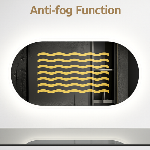 miroir ovale à led intelligent antibuée avec mémoire de lumière - vue 3 sur 7