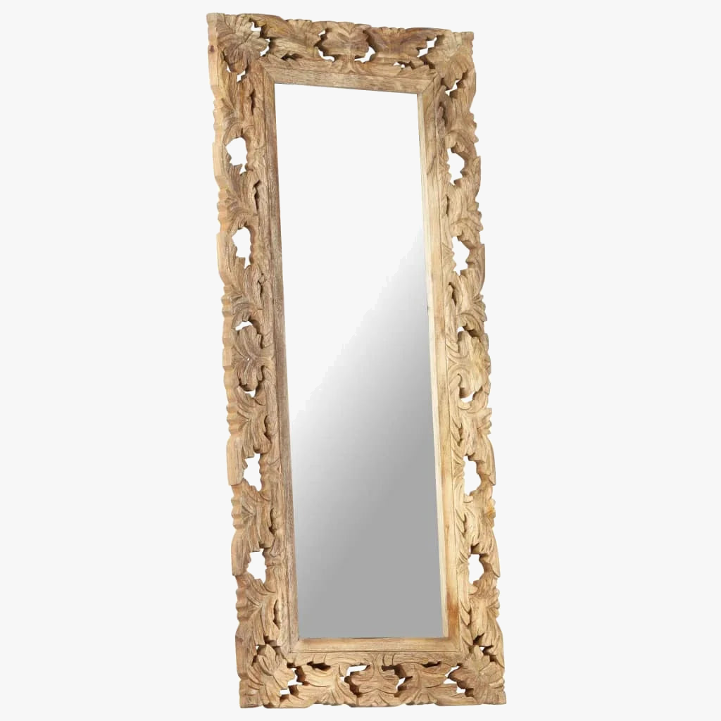 miroir sculpté en bois de manguier décoration murale artisanale