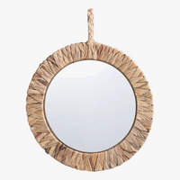 miroir tissé rétro en rotin pour décoration murale