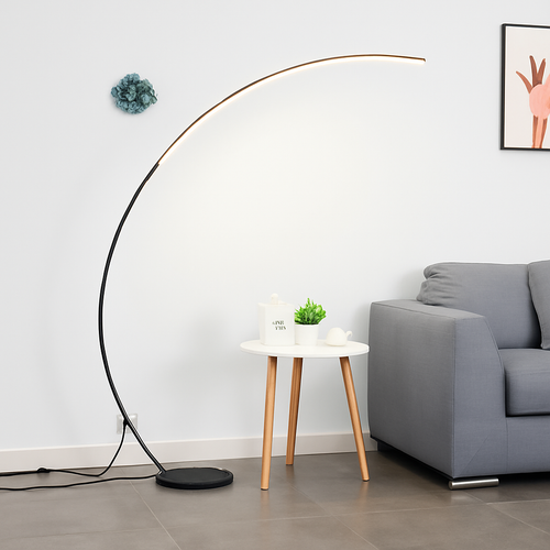 Modern Simple Ledc Shaped Aluminum Floor Lamp, Living Room Next To Sofa, Bedroom, Study, Leisure Fishing Black Floor Lamp - vue 2 sur 7