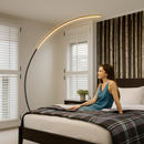 Modern Simple Ledc Shaped Aluminum Floor Lamp, Living Room Next To Sofa, Bedroom, Study, Leisure Fishing Black Floor Lamp