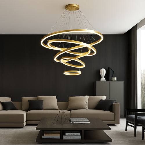Moderne Led anneaux suspension lampe cercle plafond suspendu lustre pour chalet salon salle à manger escalier maison luminaire - vue 2 sur 11